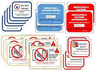 Refrigerator & Freezer Labels Starter-Pack (19 Total, CDC & Joint Commission Compliant, Medication & Vaccines)