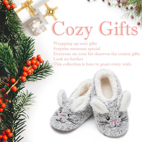Image of The Metluks Cute Animal House Slippers, Warm Fuzzy Slipper Socks with Grippers Non Slip, Cozy Funny Gifts