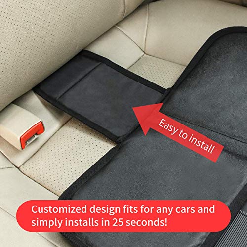 Kaiphy Car Seat Protector - Seat Protection Mat - Thick Padding - Durable, Waterproof Fabric, Leather Reinforced Corners & 3 Pockets for Handy Storage Gray - Thumbnail 4