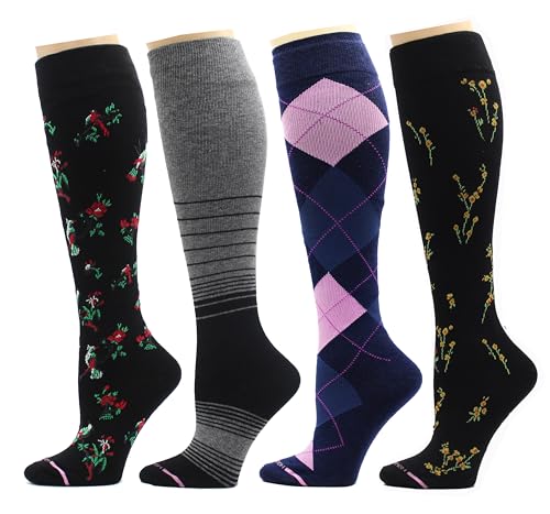 Image of Dr. Motion 4 Pairs Therapeutic Graduated Compression Women's Knee-hi Socks