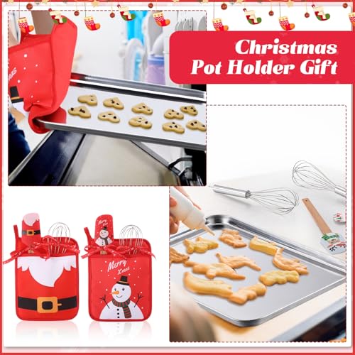 Soportes para ollas de Navidad con aislamiento térmico y kit de repostería con espátula de silicona 4
