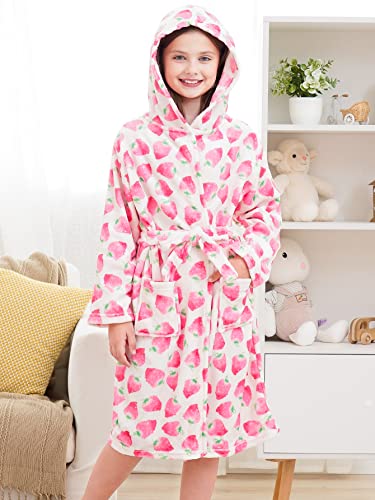 Image of Doctor Unicorn Soft Hooded Rainbow Bathrobe Sleepwear for Girls