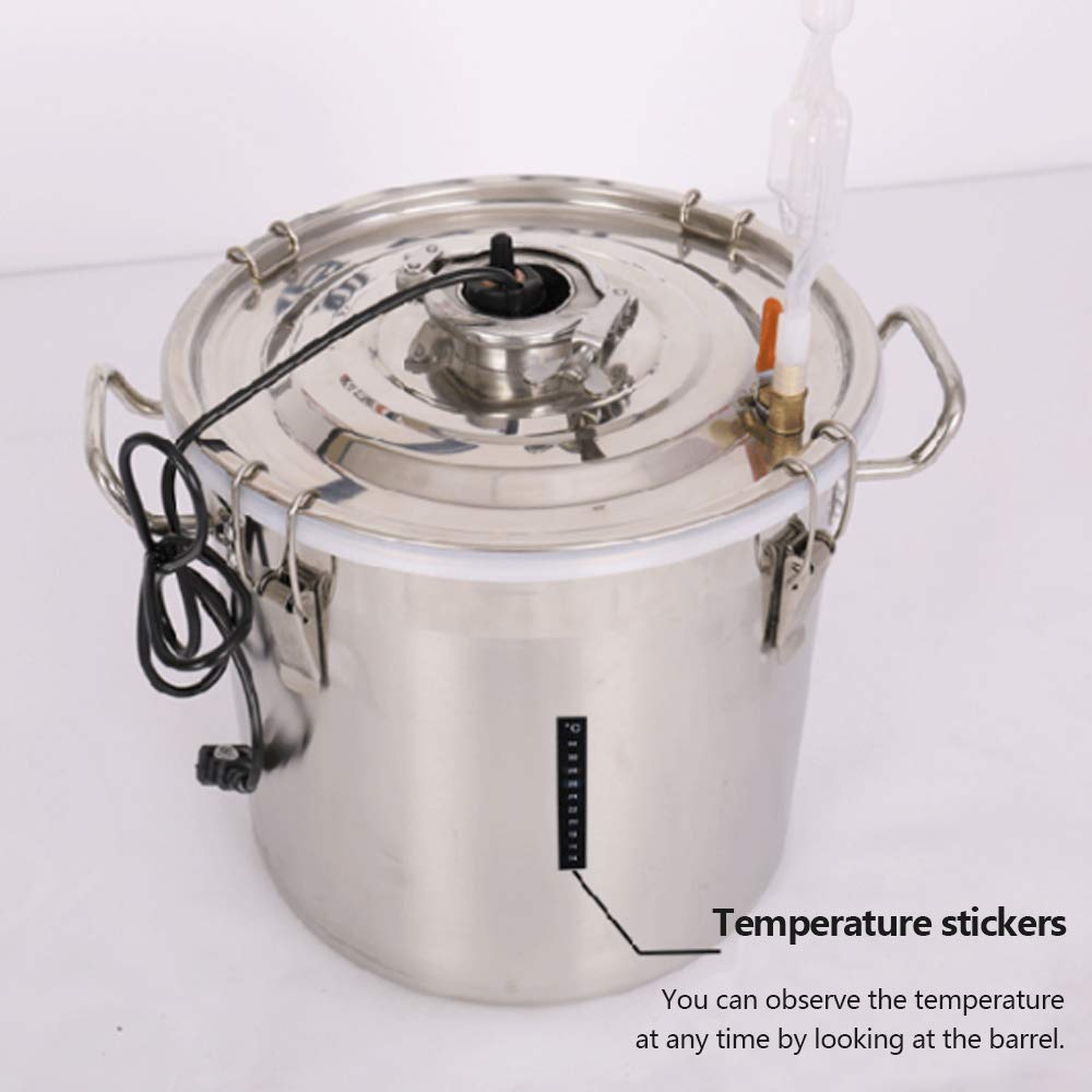Rainbow_Road Fermenteur d'acier Inoxydable 20L 5.3Gallon Thermostat fermenteur Chauffage contrôle de température échappement Automatique avec Bande de température (5.2 Gal / 20L)