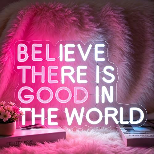Image of Believe There is Good in the World Neon Sign Led Neon Light Signs for Wall Decor Light Up Sign for Birthday Party Club Gift