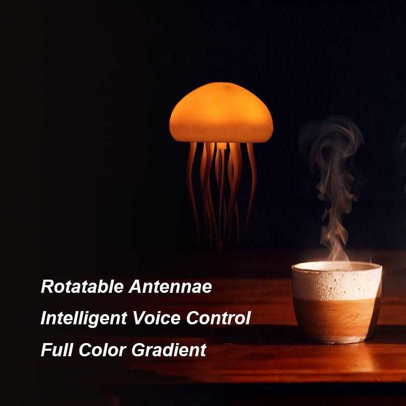 Denash LED Jellyfish Lamp,Voice Control Jellyfish Night Light with 9 Dancing Legs,RGB Gradient Rechargeable Swimming Jellyfish Bedside Lamp for Bedrooms Home Deco Party (Hanging + Base) - Image 2