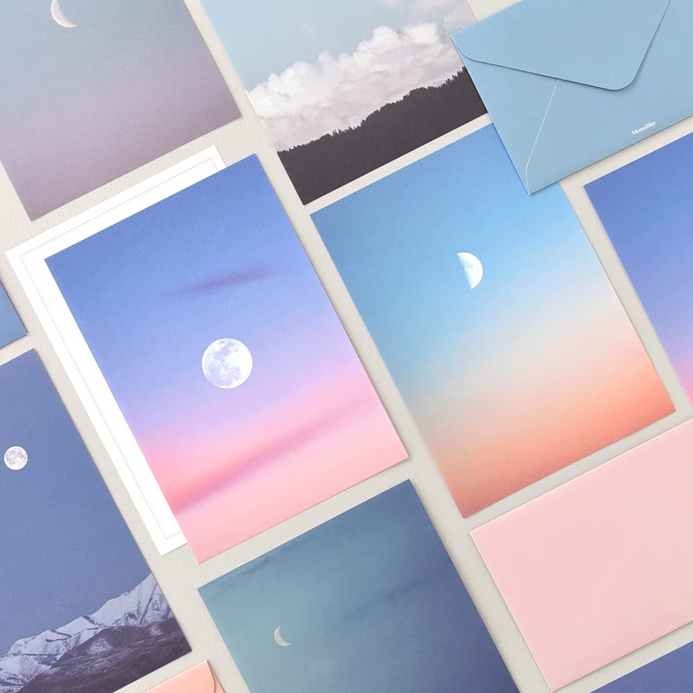 Monolike Foto-, Mond-Briefpapier und Umschläge-Set, 8 Typen, 32 Briefpapier + 16 Umschläge