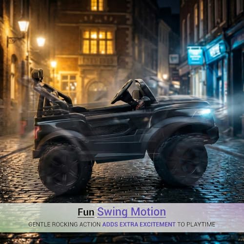 Image of Baybee 4x4 TurboX Pro Electric Car for Kids with Remote Control | Baby Electric Rideon Cars with Swing Mode, RGB Lights & Music | Rechargeable Battery Operated Jeep for Kids 2+ Years (Metallic Black)