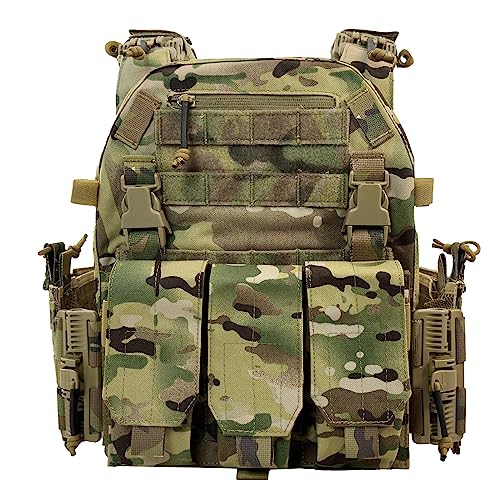 ULIONTAC Tactical Chest Training Clothing Suit with Quick Release Buckle Rig Mag Pouch ROC System Laser Cutting Adjustable (MC)
