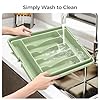 ukeetap Extra Large Expandable Silverware Organizer, BPA-Free Food-Safe Cutlery Flatware Organizer, Kitchen Utensil Drawer Organizer, Adjustable Silverware Holder for Spoons Forks Knives, Green #4