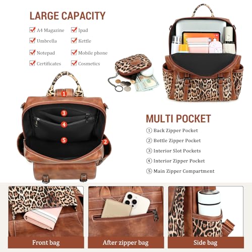 Image of AGLOD Backpack Purse for Women PU Leather Back Packs Designer Ladies Shoulder Bag Fashion Faux Work Travel Handbags