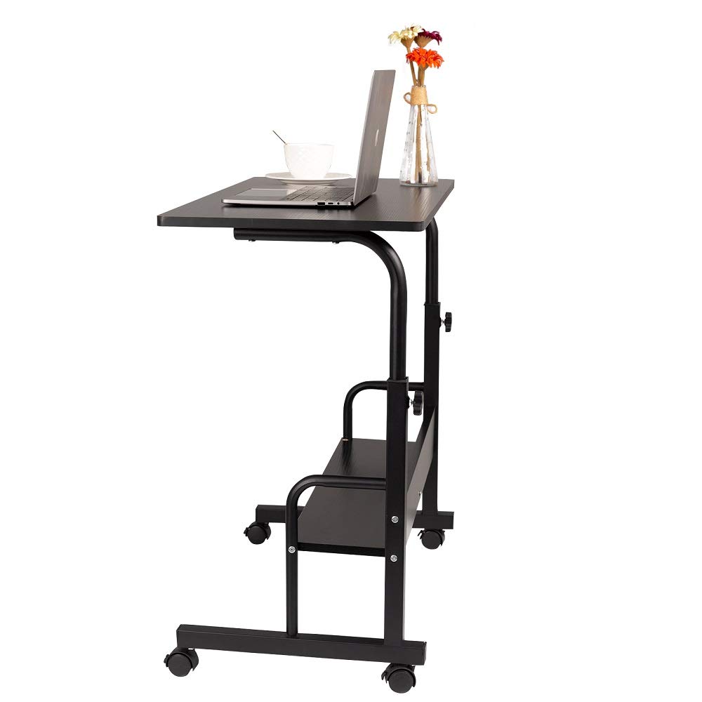 GAJOO Mobile Side Table Mobile Laptop Desk Cart 23.6 Inches Tray Table
