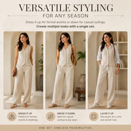 Image of Women Cotton Blend Western Co-Ord Set | Stylish Top & Pant Set for Women | Dress For Womens | Casual High Waist Solid Pant Outfit