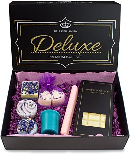 BRUBAKER Cosmetics 8 części organicznych czekoladek do kąpieli zestaw upominkowy "Deluxe Lavender" - szlachetne - wegańskie - naturalne składniki - ręcznie robione - w pudełku