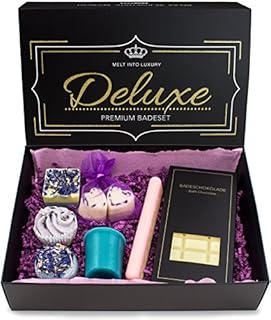 BRUBAKER Cosmetics 8 części organicznych czekoladek do kąpieli zestaw upominkowy "Deluxe Lavender" - szlachetne - wegańskie - naturalne składniki - ręcznie robione - w pudełku