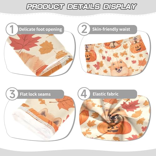 Puppy and Leaves Girls Leggings,Workout Leggings for Girls Toddler Athletic Leggings Size for 3-10T3