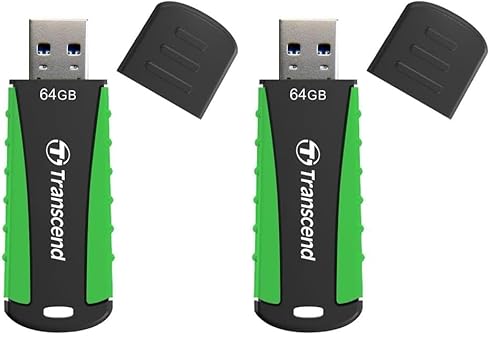 Transcend 64GB JetFlash 810 USB 3.1 Gen 1 USB Stick TS64GJF810, Grün (Packung mit 2)
