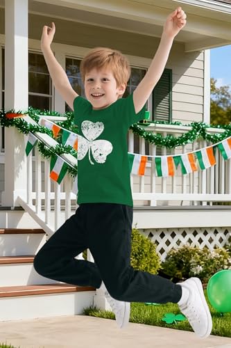 Image of TMSD Unisex Kids St.Patrick's Day T-Shirt Short Sleeve Crew Neck Clover Shamrock Tee 4-14 Years