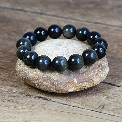 Bracelet de luxe en obsidienne dorée véritable et perles de 8-16mm