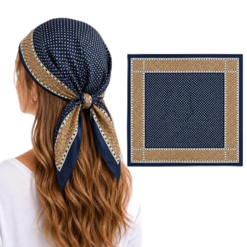 Image of Silk Like Head Scarf for Women Stylish Bandanas for Women Vintage Hair Scarf Wrap and Sleeping, Boho Floral Print Square Bandana Gift