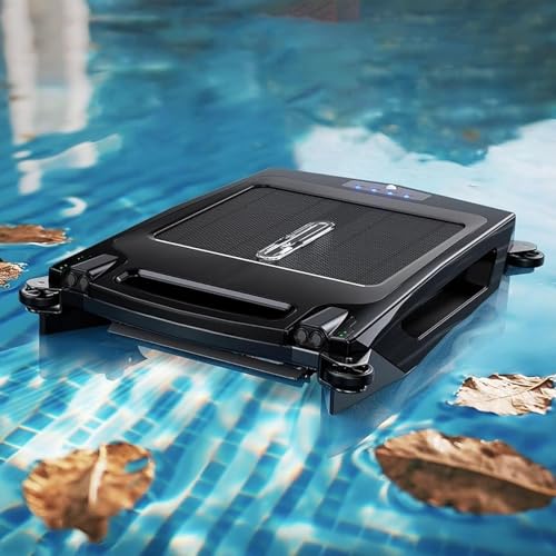 Limpiador de piscina robótico inalámbrico con energía solar, desnatador automático de piscina con doble carga, 2 modos de limpieza, prevención automática de obstáculos para piscinas sobre y en el
