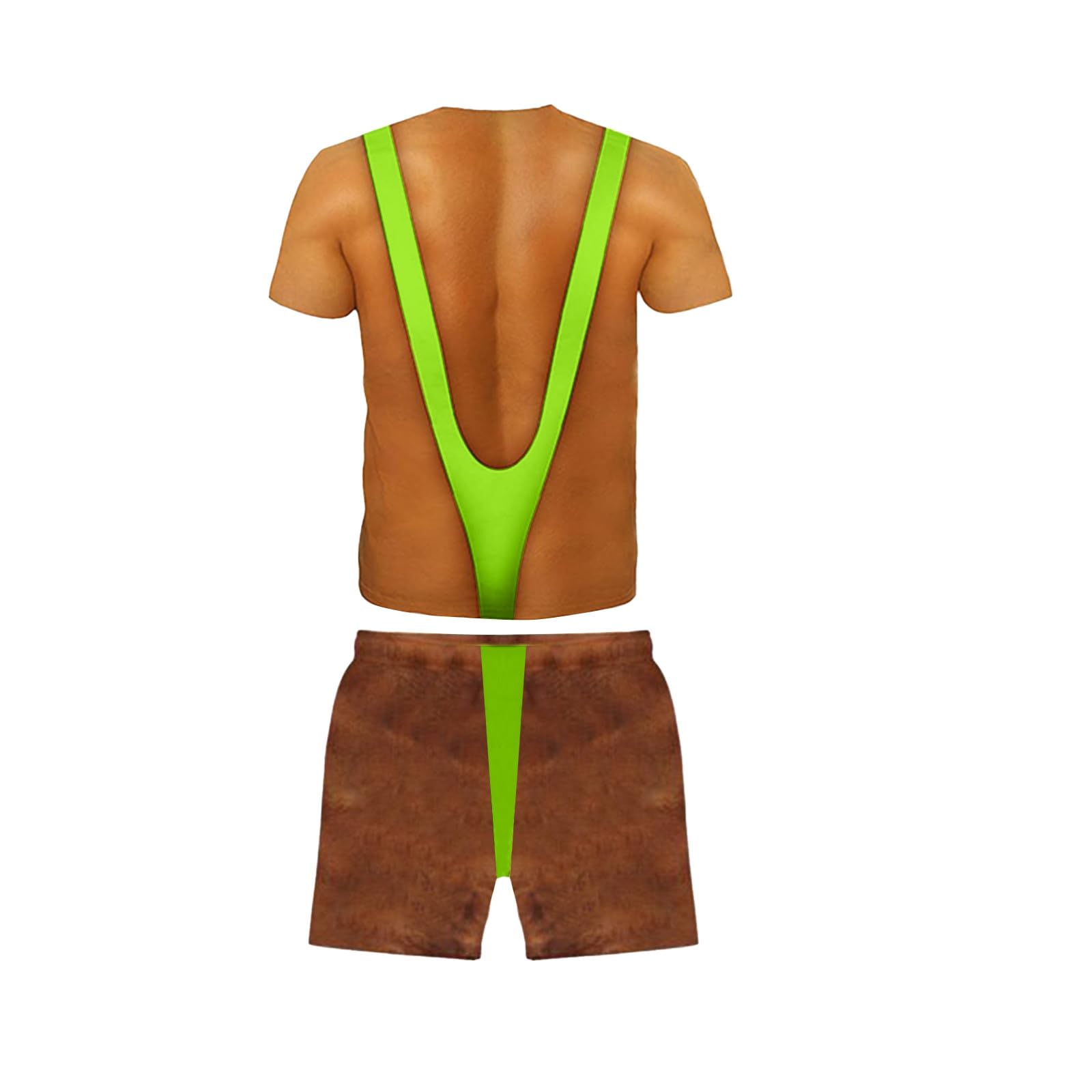 Herren Lustige Freizeitanzug 2 Teiler Brusthaartoupet Muskelshirts und Hässliches Muskel Shorts Sport Trainingsanzug Locker Leicht Sommer Outfit Mode Sportanzug