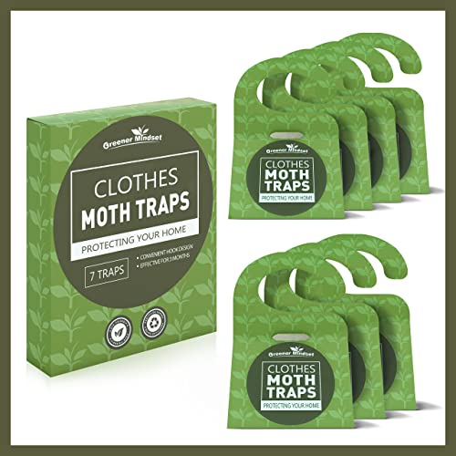 Greener Mindset Clothes Moth Traps 7-Pack - Capture Clothing Closets, Carpets & Wool - Webbing & Case-Bearing #TOP3