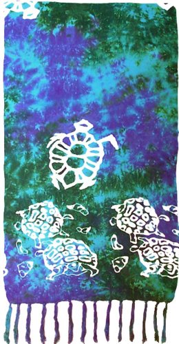 Half Size Turquoise, Green & Purple Turtle Sarong