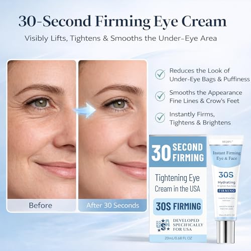 HEQIFU 30S Instant Firming Eye Cream & Face Cream | Instant Eye Firming | Smoothes Wrinkles, Reduces Puffy Eye Bags & Fine Lines | Facial Anti-Aging & Wrinkle-Reducing Serum