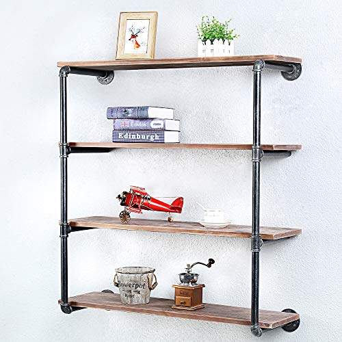 Floating Shelves for Wall Industrial Pipe Shelving,Floating Shelf Wall Mounted Bookshelf,Rustic Pipe Shelves with Wood Pipe Shelf