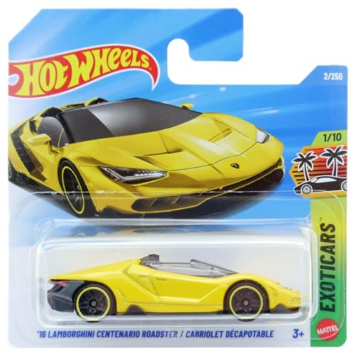 Hot Wheels 16 Lamborghini Centenario Roadster [Yellow] Exoticars 1/10 2/250 1:64 Scale Diecast Toy Vehicle