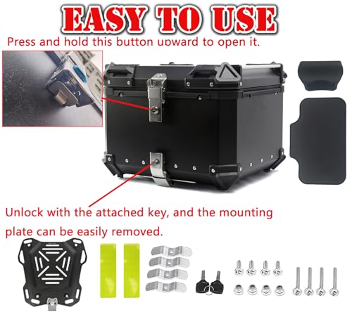Maletero Superior para Motocicleta de Aleación de Aluminio iproods HH65, 55L, Negro miniatura 3