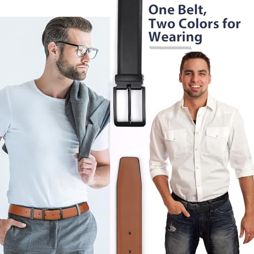 Reversible Genuine Leather Belts - Casual Golf Dress Belt for Men Pants, 2 Sides Wear Belt2