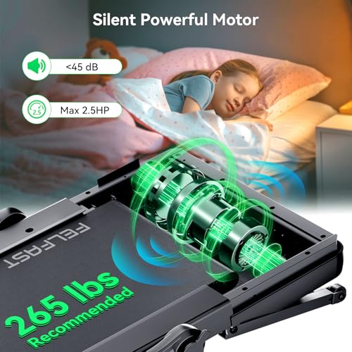 Image of FelFast Walking Pad Treadmill with 15% 9 8 Level Auto Incline, 2-in-1 Under Desk Foldable w /Remote Control, 12 HIIT Mode, 265 Lbs Max, 7.6 MPH Max, Portable Mini Treadmill for Office Home