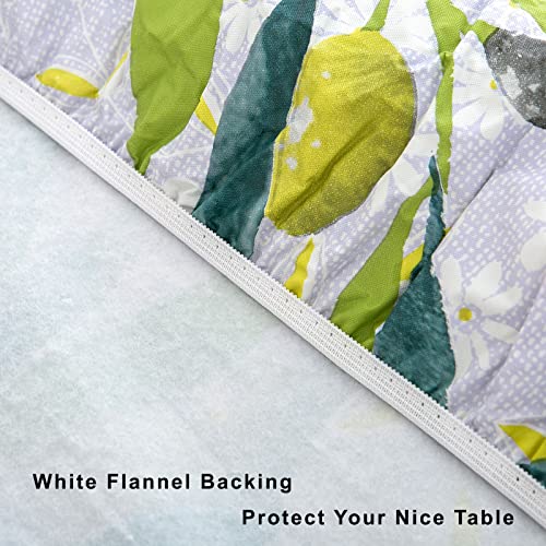 Liberecoo Round Vinyl Fitted Tablecloth With Flannel Backing Elastic Edge Plastic Table Cover Waterproof Table Cloth Stain-Resistant Wipeable For 40"-44" Round Table #TOP6