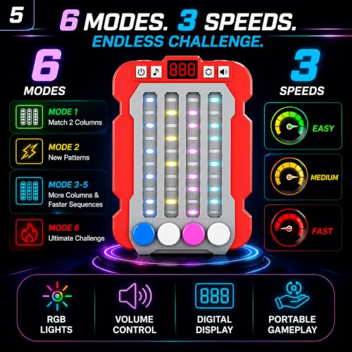 Image of Mirana Airport Arcade - Portable Handheld Steps Game for Kids - 6 Exciting Modes, 3 Speed Levels - Digital Score Display - Toy Gift for Boys & Girls 4 5 6 7 8 9 10+ Years (Red)