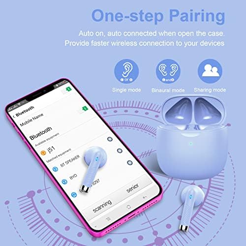 Wireless Earbuds, Bluetooth 5.3 Headphones HI-FI Stereo, Wireless Earphones 35H Playtime Type-C Fast Charging, In Ear Headphones with CVC 8.0 Noise Reduction, IP7 Waterproof, Touch Control, Purple