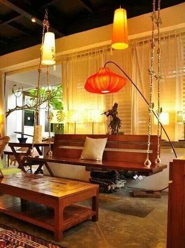 Jairi 2 Seater Indoor Outdoor Teak Wood Hanging Swing Jhula for Home Garden Or Balcony with Capacity Up to 200 kg of Human Weight ( 4 x 2 Feet) with Stainless Steel Accessories Set
