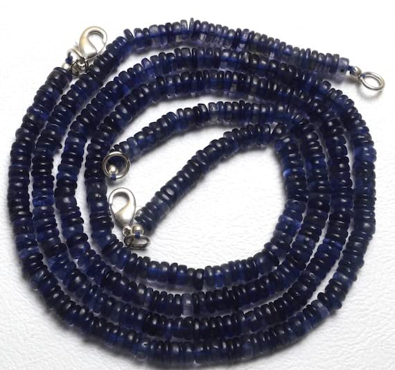 Perles d'iolite authentiques 4mm de qualité supérieure en rondelles lisses pour rang d'exception - 3