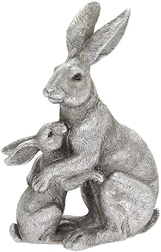 Lesser & Pavey Mother & Baby Hare Figurine 10x6x14cm From The Silver Reflections Range of Ornaments