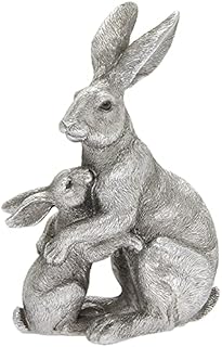 Lesser & Pavey Mother & Baby Hare Figurine 10x6x14cm From The Silver Reflections Range of Ornaments