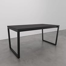 Mesa de Jantar 180x90cm Estilo Industrial Concept Cabecasa Madeiramadeira Preto Trama/preto