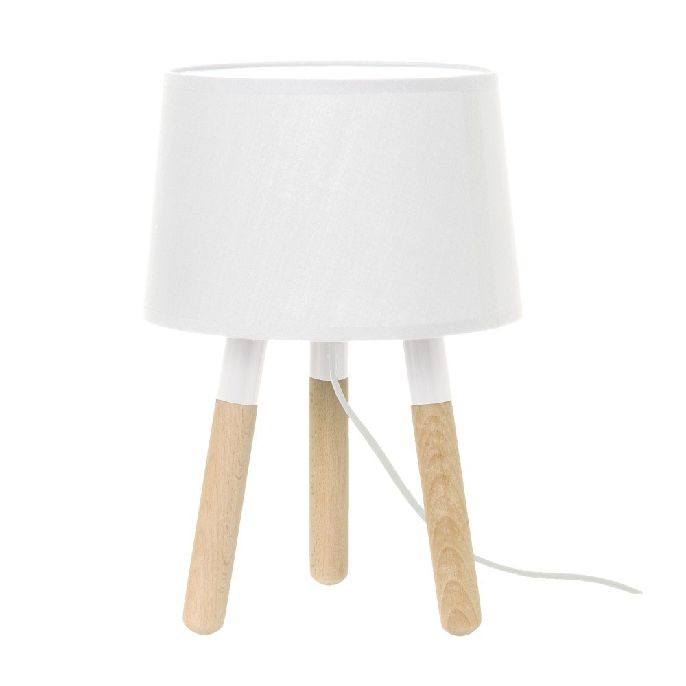 Leitmotiv Orbit Table Lamp Wood White Shade