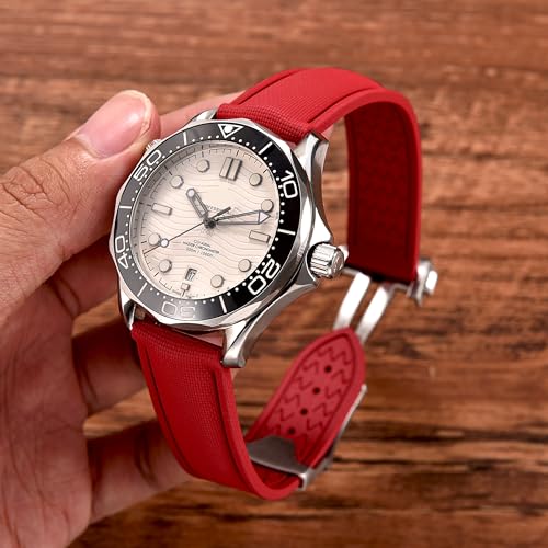 Image of WAMD Vector FKM Rubber Watch Strap 20mm 22mm - No Loop Deployment Clasp - Premium Fluoroelastomer Replacement Band.