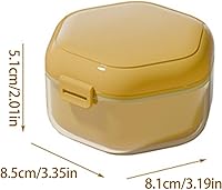 Vista 6 de Caja de baño para dentaduras postizas con cesta de colador, contenedor de almacenamiento para retenedores, impermeable, protector bucal para el hogar