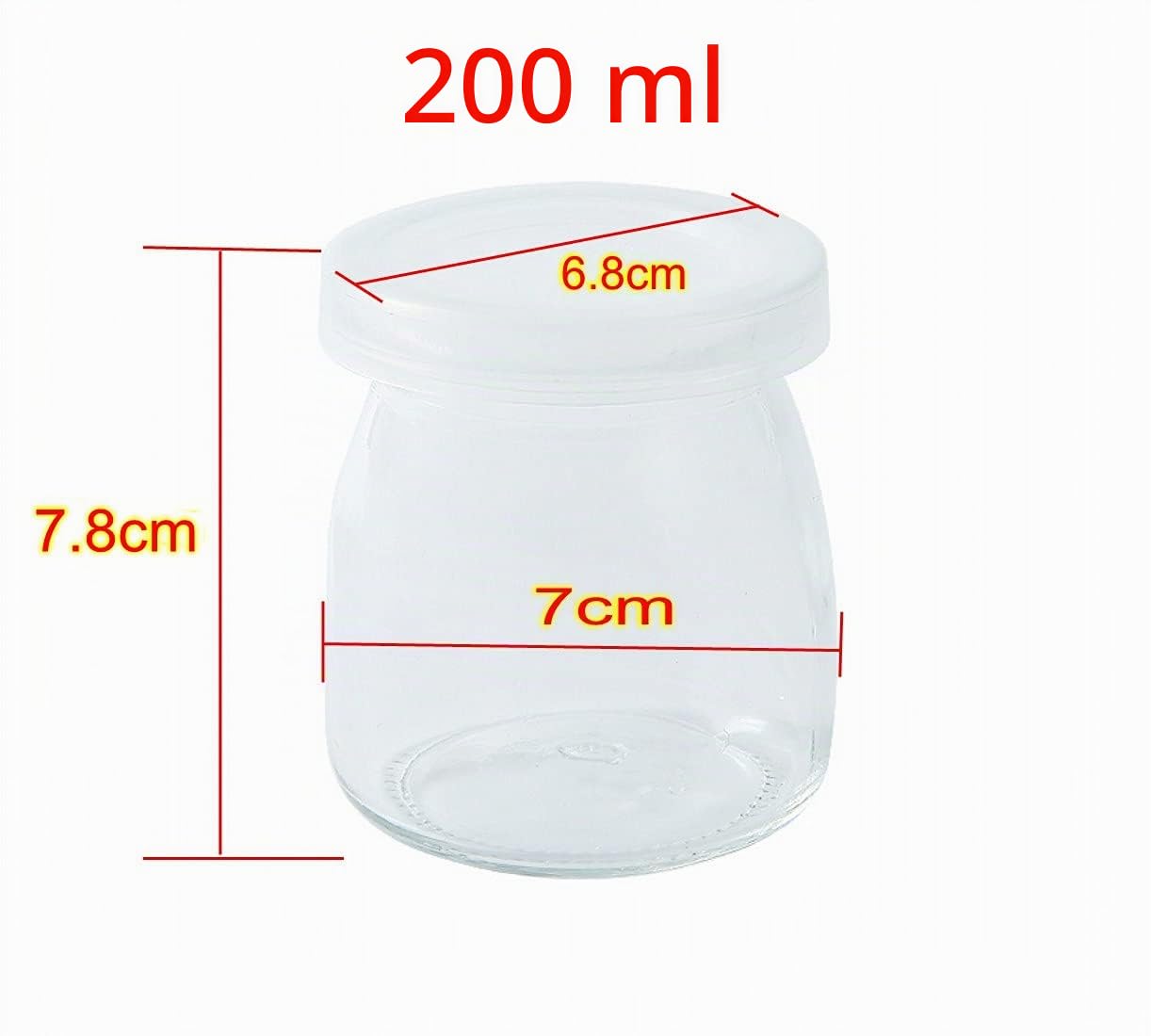 JZK Set di 6 Vasetti da 200 ml per Budino e Yogurt, Barattoli di Vetro con Coperchi