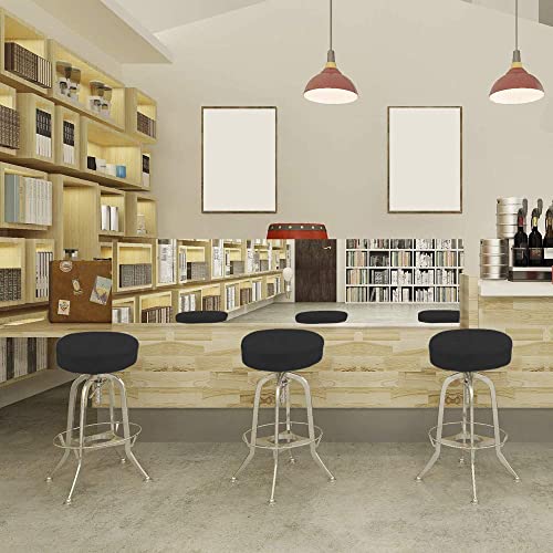 Buyue Bar Stool Covers, Luxury Fabric Dia.12-14" Round Crease-Resistant Stretchy Washable Jacquard Dustproof Stool Seat Slipcover, S-Black-1 Count #TOP4