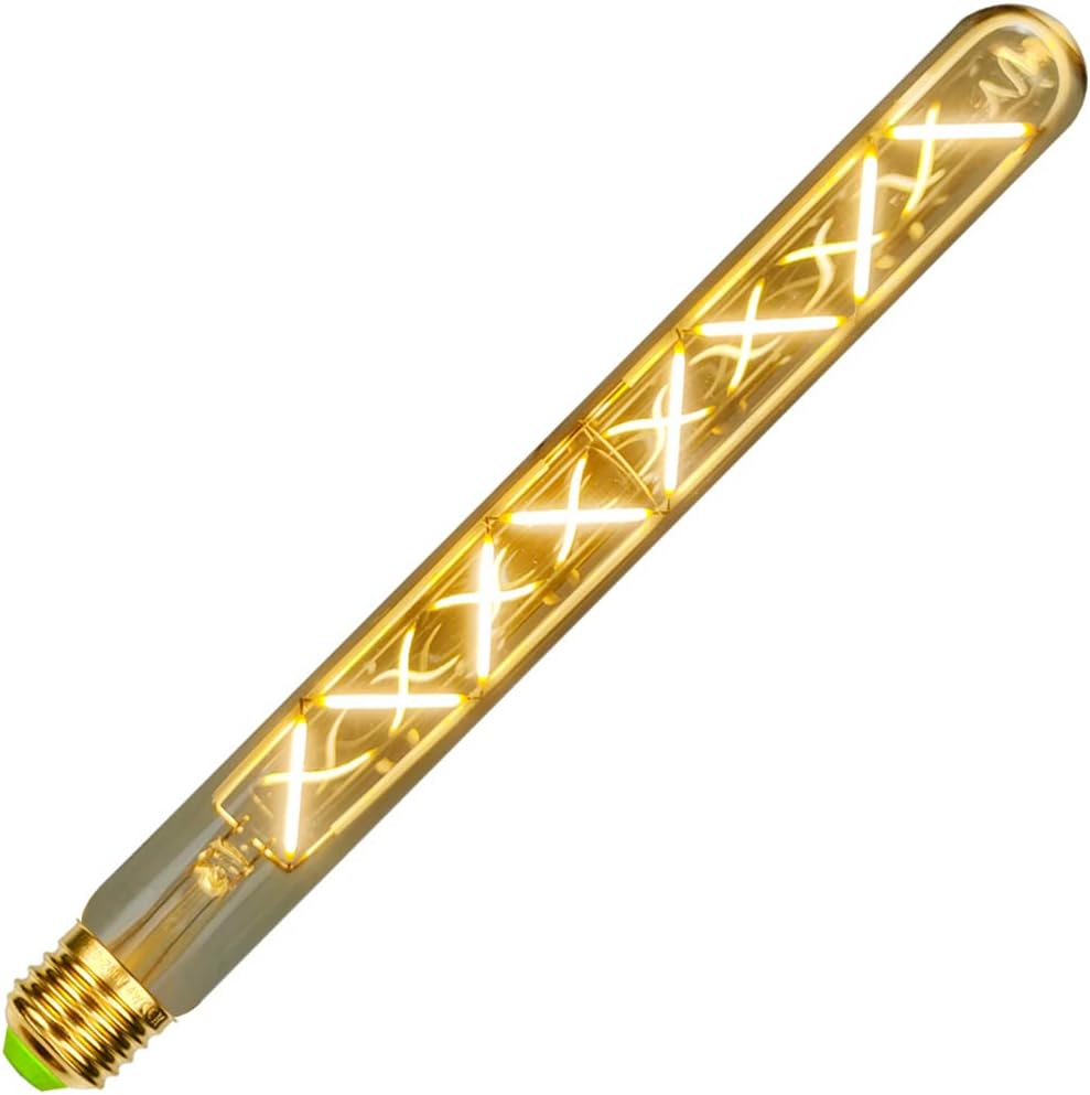 Edison Classic Test Tube T28 300mm Zigzag Design Straight Led Filament Amber 6W Dimmable (Golden)