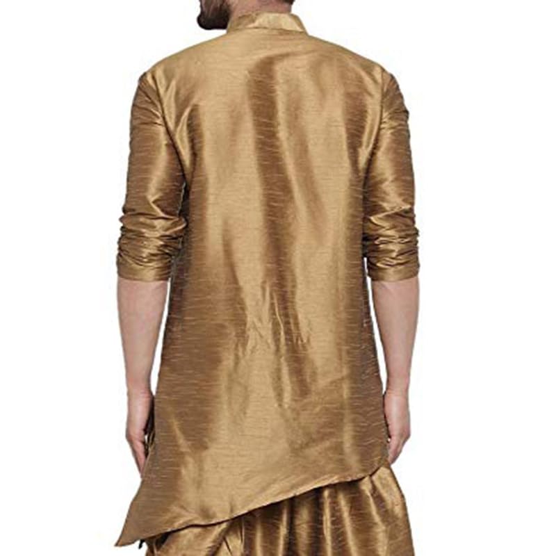 Men's Tunic Dupion Silk Kurta Indian Traditional Short Kurta Full Sleeve Mandarin Collar For Wedding Wear2