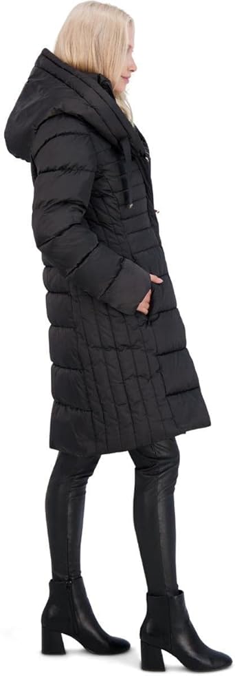 TAHARI Casey Fitted Puffer Coat for Women-Quilted Winter Coat Ivory Size S  at Amazon Women's Coats Shop
