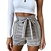 Produktbild 95sCloud Kurze Hosen Streifen Damen Sommer Kurze Shorts High Waist Sport Leggings Sporthosen Kurze Shorts Hotpants Schlafhose Strandshorts für Fitness, Yoga, Running, Workout mit Bund (Gray, M)